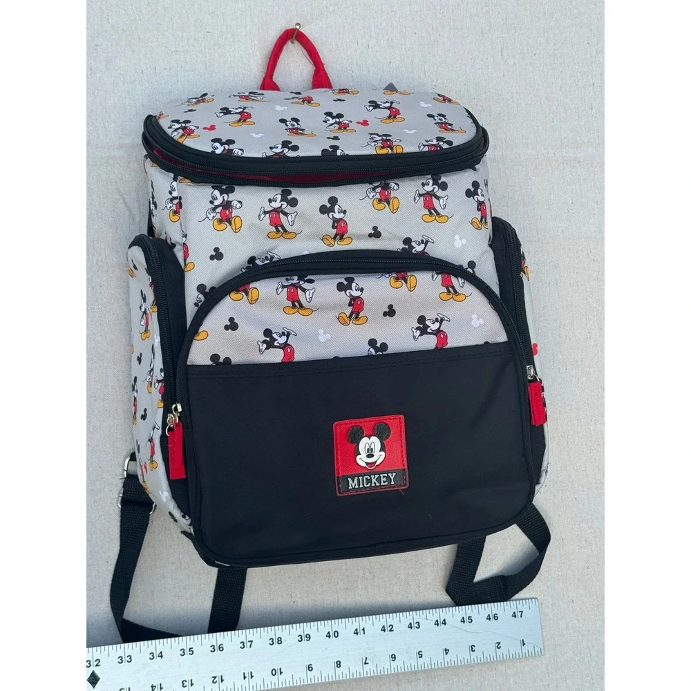 Disney Mickey Mouse Diaper Bag Backpack Gray Black Classic Print Multi-Pocket